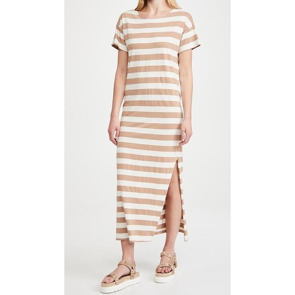 NWT Amo Dune Stripe T-Shirt Dress MSRP $168 | Tan/Cream | Size XS - Picture 1 of 12